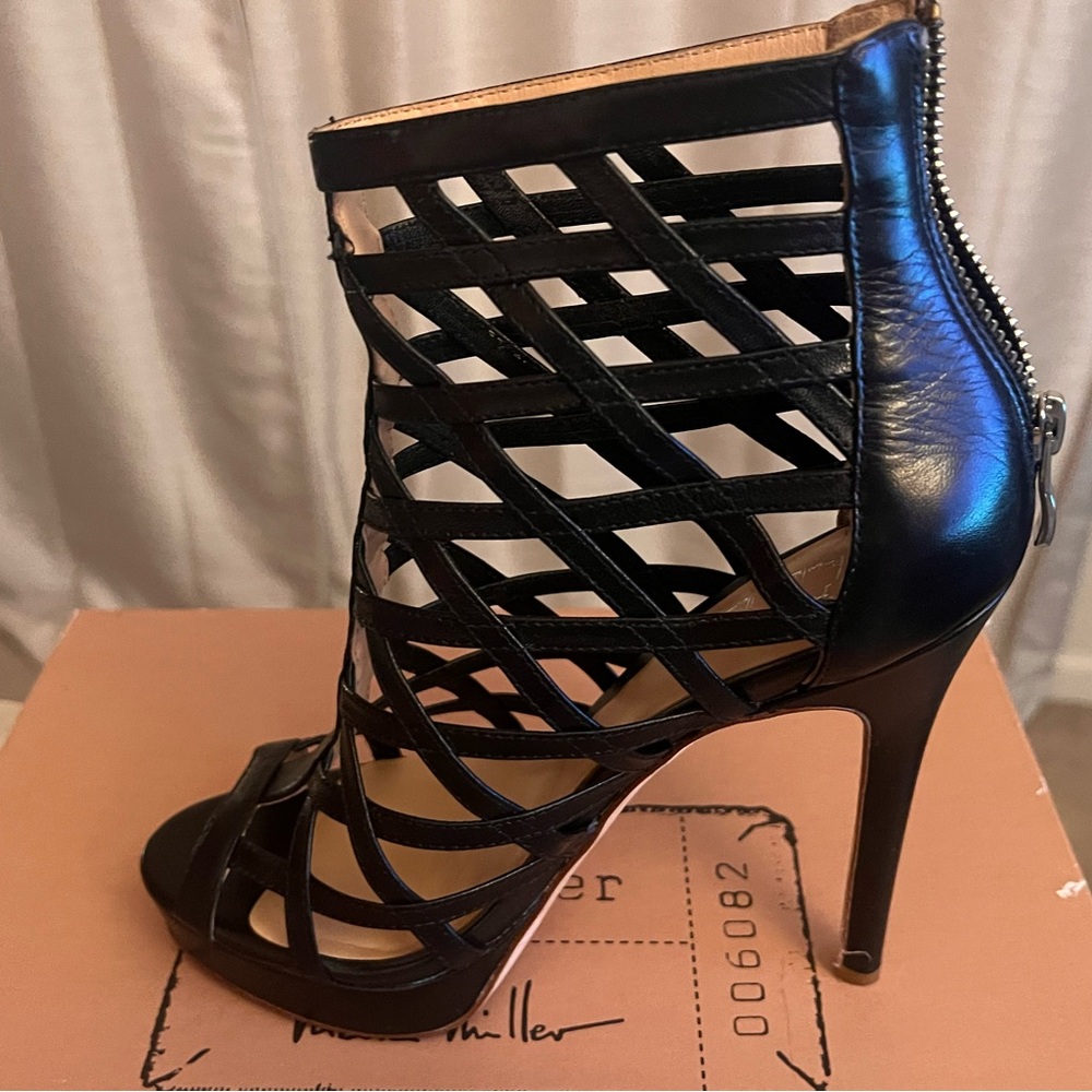 Nicole Miller Black Cage Heels